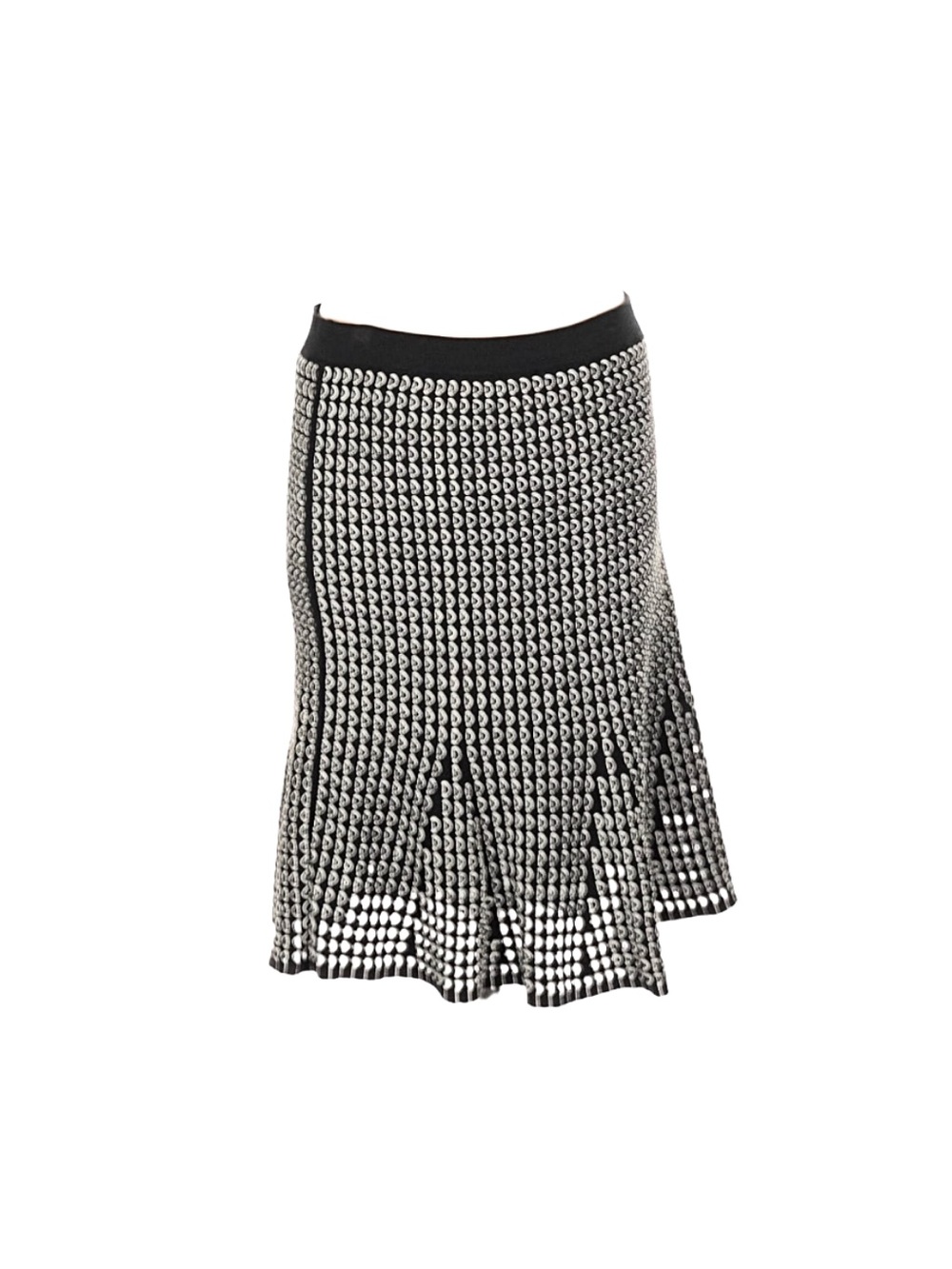 Ann Taylor Black White Cutout Midi Sweater Skirt Polished Old Money Feminine